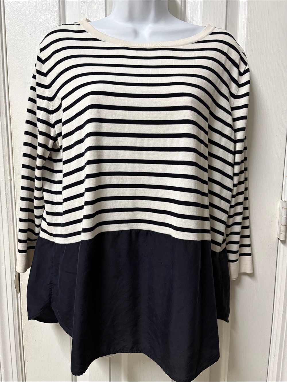 COS Black and Cream Striped Boatneck Tunic